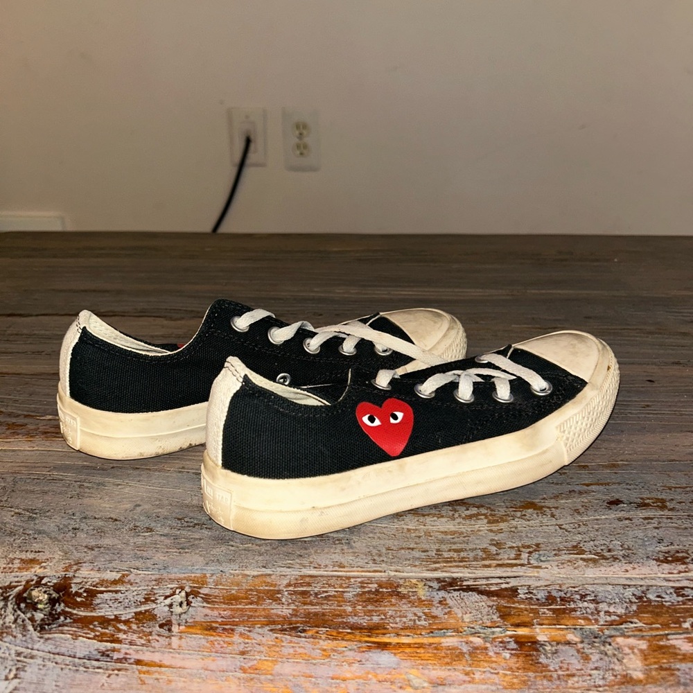 Converse Black Canvas Sneakers with Heart Accent